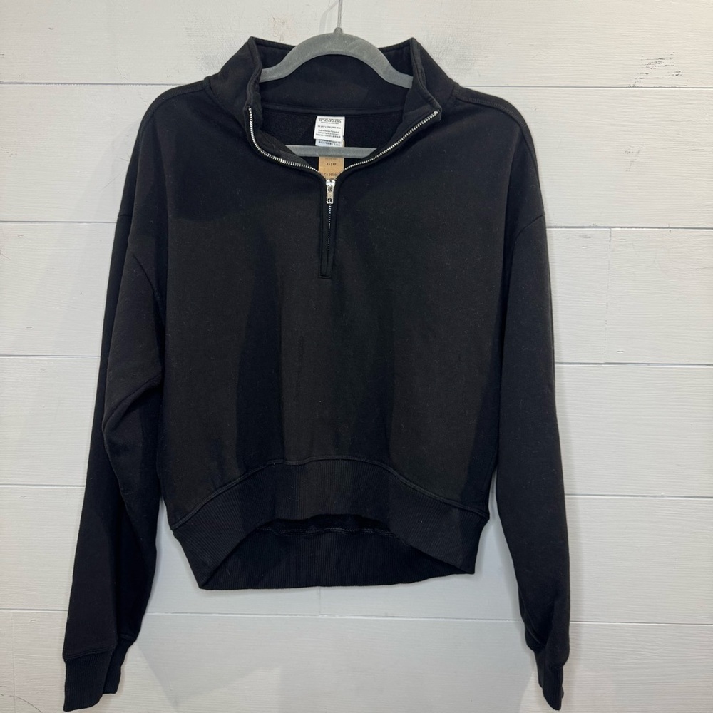 Victoria's Secret NWT Solid Black Cowl Neck Quarter Zip Sweater XS